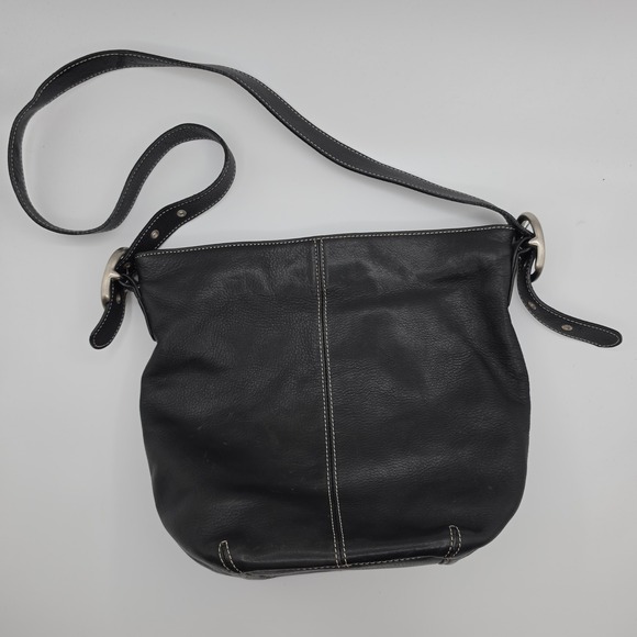 Tig & Co. Handbags - Tig & Co Shoulder Bag Women Medium Black Excellent Leather Contrast Stitch Hobo